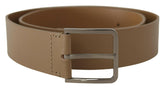 Dolce & Gabbana Beige Calf Leather Wide Silver Metal Belt -   -  Dolce & Gabbana.
